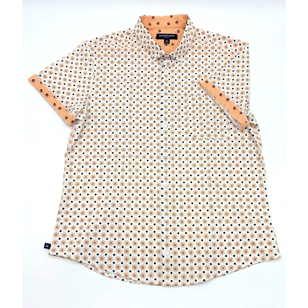 Mizzen + Main Leeward Mens XL Trim Short Sleeve Print Button Down Shirt